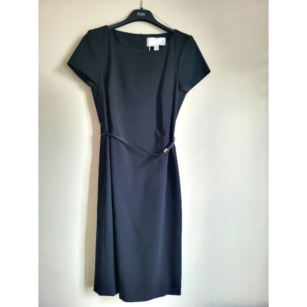 Brand New Hugo Boss Women's Dilya Dress, Stretch Virgin Wool, Black, Size 0